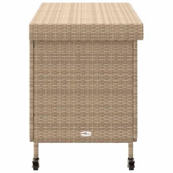 Gartentruhe mit Rollen Beige 110x55x73 cm Poly Rattan