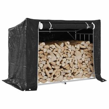 ARDEBO.de - Brennholzregal mit Regenschutz 151x80,5x110,5 cm Stahl Verzinkt