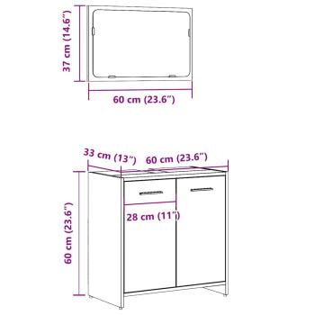Badschrank mit Spiegel Altholz-Optik Holzwerkstoff