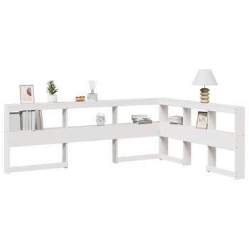 ARDEBO.de - Kopfteil mit Bücherregal L-Form Weiß 150 cm Massivholz Kiefer
