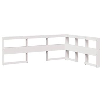 Kopfteil mit Bücherregal L-Form Weiß 150 cm Massivholz Kiefer