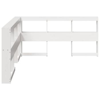 Kopfteil mit Bücherregal L-Form Weiß 150 cm Massivholz Kiefer