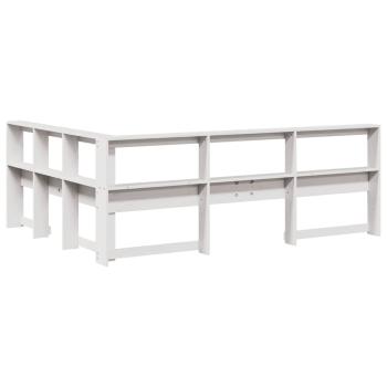 Kopfteil mit Bücherregal L-Form Weiß 150 cm Massivholz Kiefer