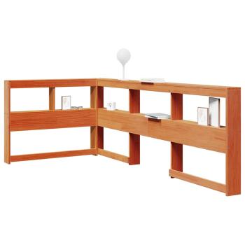 ARDEBO.de - Kopfteil mit Bücherregal L-Form Wachsbraun 75 cm Massivholz