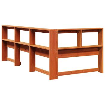 Kopfteil mit Bücherregal L-Form Wachsbraun 75 cm Massivholz