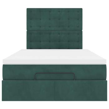 Ottoman-Bett mit Matratzen Dunkelgrün 120x200 cm Samt