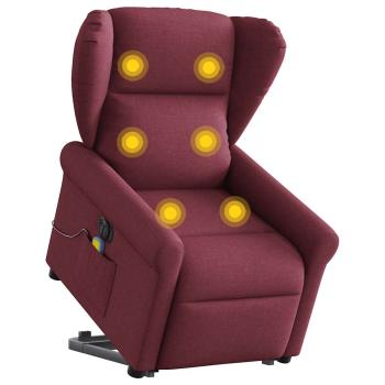 ARDEBO.de - Elektrischer Massagesessel mit Aufstehhilfe Weinrot Stoff