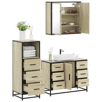 ARDEBO.de - 3-tlg. Badmöbel-Set Sonoma-Eiche Holzwerkstoff