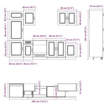 7-tlg. Küchenschrank-Set Kalmar Sonoma-Eiche Holzwerkstoff