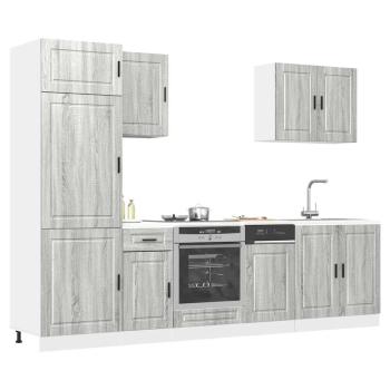 ARDEBO.de - 7-tlg. Küchenschrank-Set Kalmar Grau Sonoma Holzwerkstoff