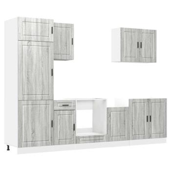 7-tlg. Küchenschrank-Set Kalmar Grau Sonoma Holzwerkstoff