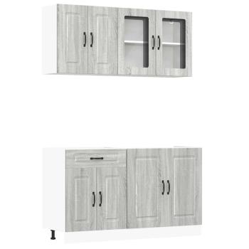 4-tlg. Küchenschrank-Set Kalmar Grau Sonoma Holzwerkstoff
