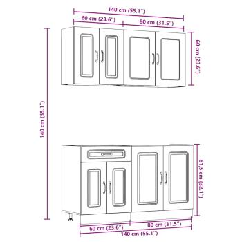 4-tlg. Küchenschrank-Set Kalmar Grau Sonoma Holzwerkstoff