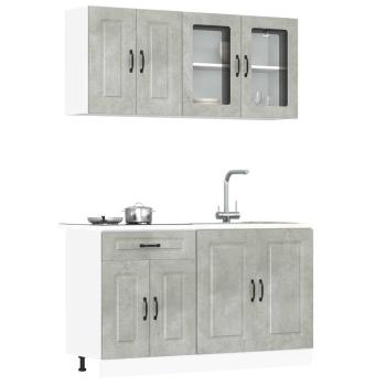 ARDEBO.de - 4-tlg. Küchenschrank-Set Kalmar Betongrau Holzwerkstoff