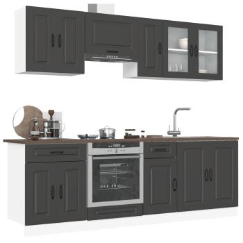 ARDEBO.de - 8-tlg. Küchenschrank-Set Kalmar Schwarz Holzwerkstoff