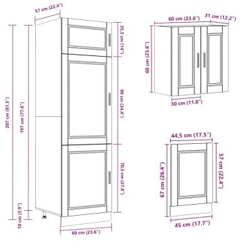8-tlg. Küchenschrank-Set Kalmar Artisan-Eiche Holzwerkstoff