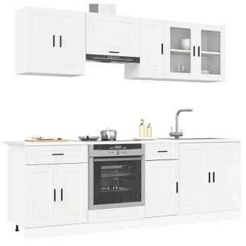 ARDEBO.de - 8-tlg. Küchenschrank-Set Kalmar Hochglanz-Weiß Holzwerkstoff