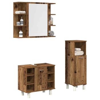 ARDEBO.de - 3-tlg. Badmöbel-Set Altholz-Optik Holzwerkstoff