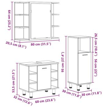 3-tlg. Badmöbel-Set Altholz-Optik Holzwerkstoff