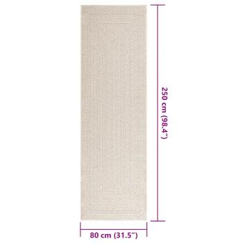 Teppich ZIZUR Creme 80x250 cm Jute-Optik Indoor und Outdoor