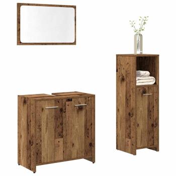 ARDEBO.de - 3-tlg. Badmöbel-Set Altholz-Optik Holzwerkstoff