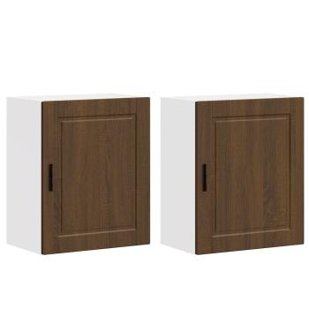 Küchen-Hängeschränke 2 Stk. Braun Eichen-Optik Holzwerkstoff