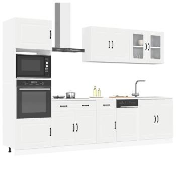 ARDEBO.de - 7-tlg. Küchenschrank-Set Kalmar Weiß Holzwerkstoff