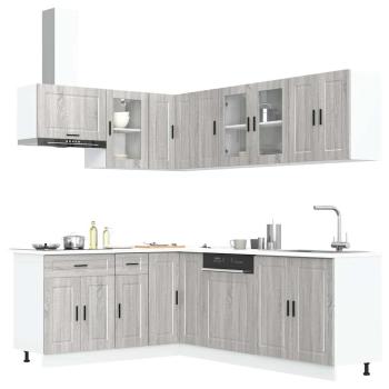 ARDEBO.de - 11-tlg. Küchenschrank-Set Porto Grau Sonoma Holzwerkstoff