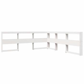 Massivholzbett mit Regal ohne Matratze Weiß 200x200 cm Kiefer