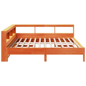 Massivholzbett mit Regal ohne Matratze Wachsbraun 180x200 cm