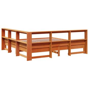 Massivholzbett mit Regal ohne Matratze Wachsbraun 180x200 cm