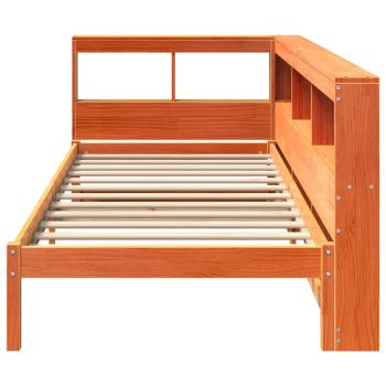 Massivholzbett mit Regal ohne Matratze Wachsbraun 100x200 cm