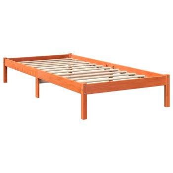 Massivholzbett mit Regal ohne Matratze Wachsbraun 100x200 cm