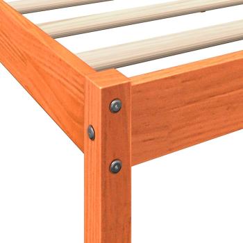 Massivholzbett mit Regal ohne Matratze Wachsbraun 100x200 cm