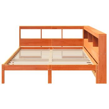 Massivholzbett mit Regal ohne Matratze Wachsbraun 140x190 cm