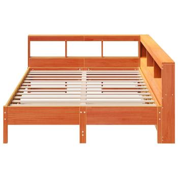 Massivholzbett mit Regal ohne Matratze Wachsbraun 140x190 cm
