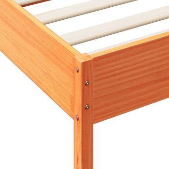 Massivholzbett mit Regal ohne Matratze Wachsbraun 140x190 cm