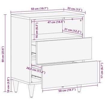 Nachttisch 50x33x60 cm Massivholz Mango