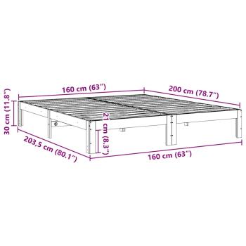 Massivholzbett ohne Matratze Weiß 160x200 Kiefernholz