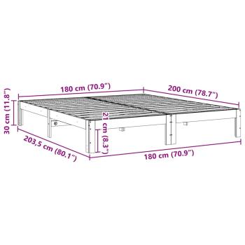Massivholzbett ohne Matratze Weiß 180x200 cm Kiefernholz