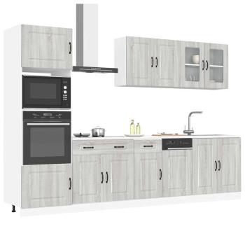 ARDEBO.de - 7-tlg. Küchenschrank-Set Kalmar Grau Sonoma Holzwerkstoff