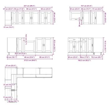 11-tlg. Küchenschrank-Set Porto Weiß Holzwerkstoff
