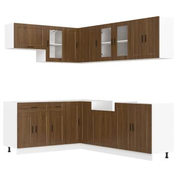 ARDEBO.de - 11tlg. Küchenschrank-Set Porto Braun Eichen-Optik Holzwerkstoff