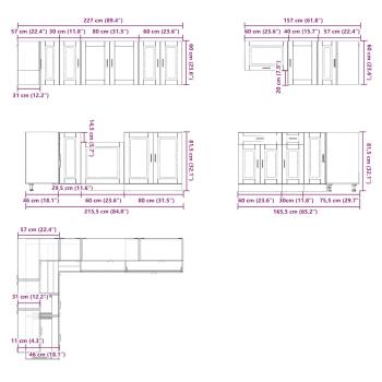 11tlg. Küchenschrank-Set Porto Braun Eichen-Optik Holzwerkstoff