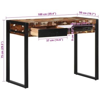 Schreibtisch Mehrfarbig 100x50x75 cm Massivholz Altholz