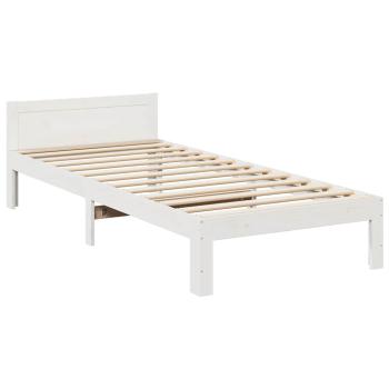 Massivholzbett ohne Matratze Weiß 90x200 cm Kiefernholz