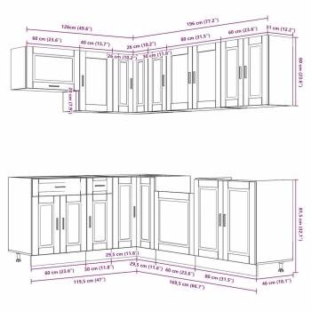 11-tlg. Küchenschrank-Set Porto Altholz-Optik Holzwerkstoff