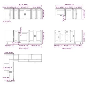 11-tlg. Küchenschrank-Set Porto Altholz-Optik Holzwerkstoff