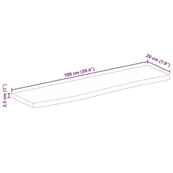 Tischplatte mit Baumkante 100x20x2,5 cm Massivholz Mango