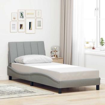 ARDEBO.de - Bettgestell ohne Matratze Hellgrau 90x190 cm Stoff